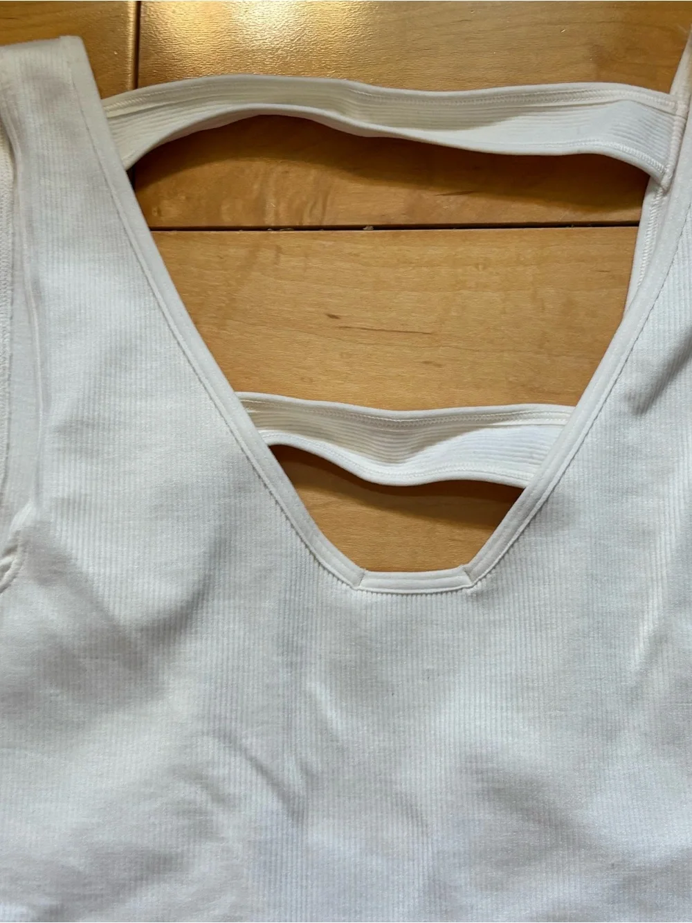 Anthropologie Cream White V-Neck Bodysuit Tank Top Ribbed Womens Small / Medium - Picture 3 of 4